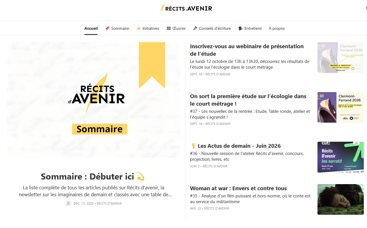Aperçu de la newsletter Récits d’avenir sur Substack